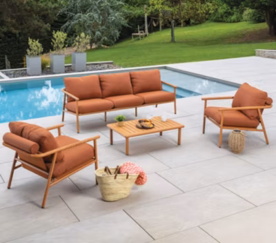 Salon de jardin  en aluminium coloris terracotta – 5 places places –  arizona – ozalide