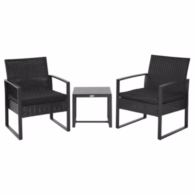 Salon de jardin OUTSUNNY metal noir 3 pieces 43.0 x 40.0 x 39.0 2 personnes