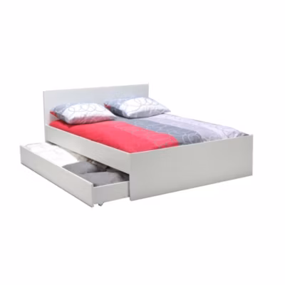 Lit OSLO 140×190 + 2 tiroirs / Blanc