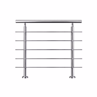 Garde-corps 100cm avec main courante, en acier inoxydable 201, pour intérieur et extérieur, garde-corps avec 5 traverses
