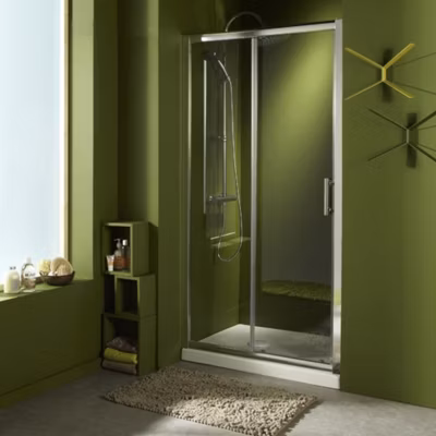 Porte de douche coulissante 100×190 cm aluminium chromé verre de sécurité 6 mm réversible Marie