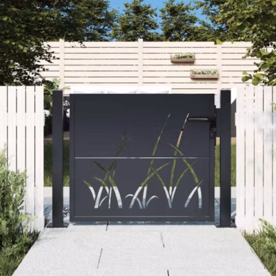 Portail de jardin,Porte de jardin,Portillons de jardin Anthracite 100×100 cm Acier Design Herbe