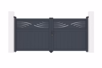 Portail battant ajustable en largeur 3m HALTI H.140cm alu gris