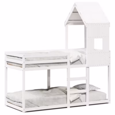 Cadre de lit, Lit superposé sans matelas blanc 80×200 cm bois de pin massif
