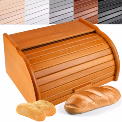 Creative Home Boîte à Pain Aulne – 38 x 28,5 x 17,5 cm (+/- 1 cm) – Boite a Pain Bois – Huche à Pain – Boite en Bois