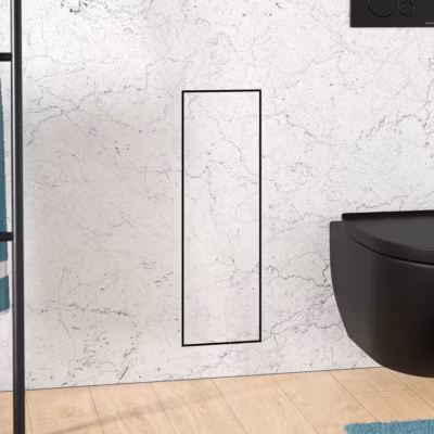 Niche module à carreler acier inox WC encastré 16x16x58 (LxPxH) porte brosse toilettes + 1 étagère, charnière à droite – RIA