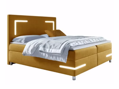 Lit continental Baltimore 173, Double, Jaune, Tissu, Disponible