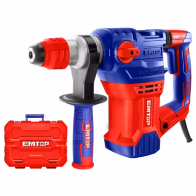Marteau perforateur filaire 1500W EMTOP Système de mandrin SDS plus anti-vibration