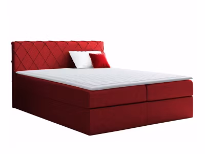Lit continental Baltimore 127, Double, Rouge, Tissu, Disponible