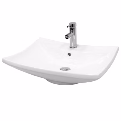 Vasque en céramique blanc avec bonde de vidage pour salle de bain 605x460x165 mm