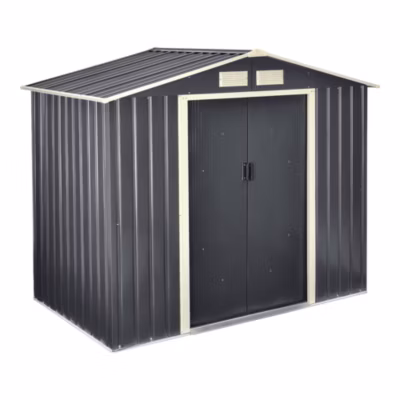 Abri de Jardin 213x127x185 cm Toit à Pignon Tôles en Acier Galvanisées Gris Foncé en.casa