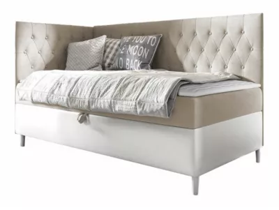 Lit continental Baltimore 167, Unique, Brun clair, Faux cuir