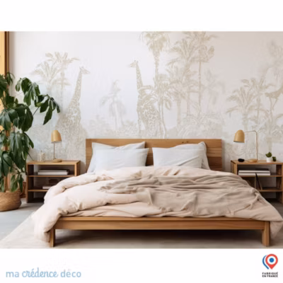 Papier peint Dessin jungle et animaux – Intissé – 300 cm – 280 cm – MaCrédenceDéco
