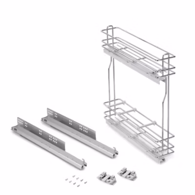 Emuca Porte-bouteilles latéral extractible SupraMax avec fermeture amortie, module 150mm, acier, chromé