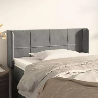 vidaXL Tête de lit avec oreilles Gris clair 93x16x78-88 cm Velours3118804