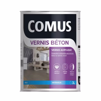 VERNIS BÉTON 3L – Vernis polyuréthane acrylique pour les sols et murs en béton ou dérivés ciment – COMUS
