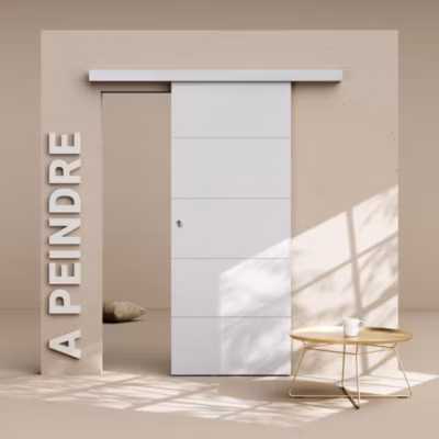 Porte Coulissante avec Rail – Prépeinte Ligne 83 cm – Sans butée