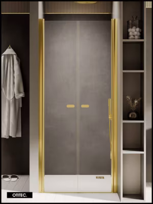 Porte de Douche Italienne Double Battante – 100 x 195 – OR LÉGER – NEW SOLEO