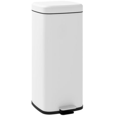 Poubelle de cuisine 30L – poubelle à pédale compartiment seau amovible – acier inox. blanc