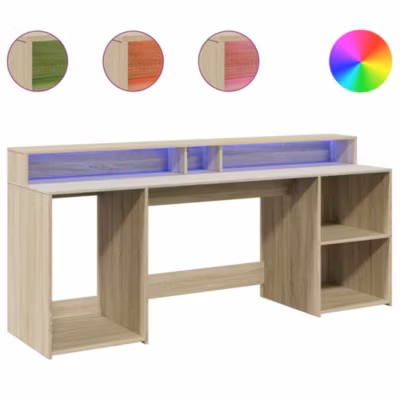 Bureau avec lumières LED chêne sonoma bois d&rsquo;ingénierie vidaXL