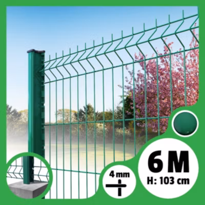 Kit grillage rigide poteaux H – longueur 6 mètres – 103 cm, Vert, A sceller