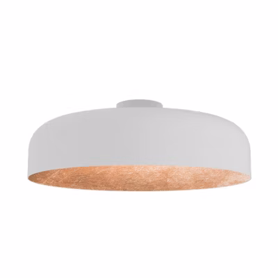 LUMICOM – TUZZI Plafonnier, 1xE27, max 42W, métal, blanc mat/feuille cuivre, D.40cm