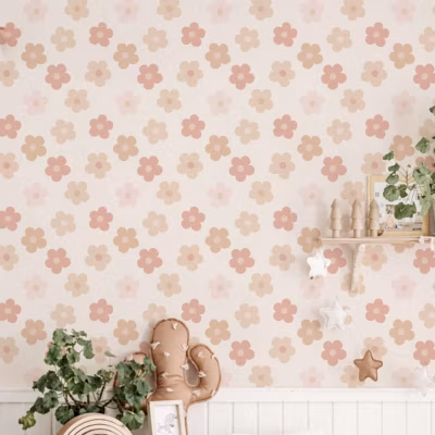 Papier peint adhésif marguerites rose en vinyle lavable et amovible – 1 rouleau 50×300 cm – Decochic