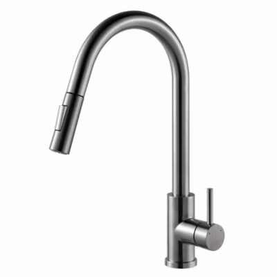 Robinet de cuisine monocommande extractible MOL avec finition chromée brillante en laiton Kibath