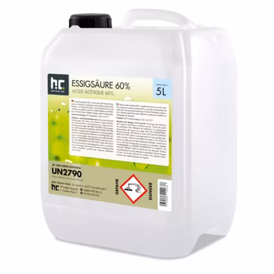 Acide Acétique 60 %, 1 x 5 L : Nettoyant Concentré,  Et Économique Pour Un Usage Ménager Polyvalent