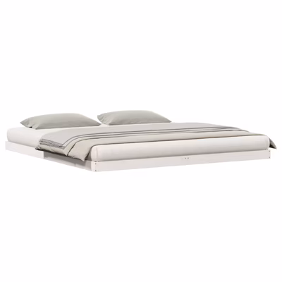 Lit double, Lit adulte, Cadre de lit surélevé Blanc 213.5 x 104 x 9 cm Pin massif
