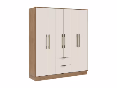 Armoire 6 portes et 2 tiroirs – L162 cm – Coloris : Beige et naturel – FEOVA