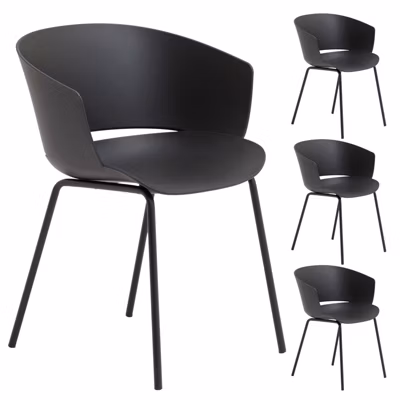 Lot de 4 chaises de jardin NIVEL en plastique noir