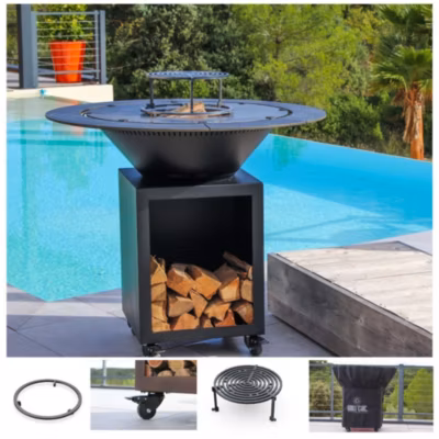 Pack Printemps Brasero Classique Acier 83 Noir Double Cuve