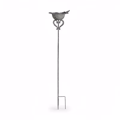 Mangeoire sur Tige Coeur en Métal Gris patiné 21x110cm