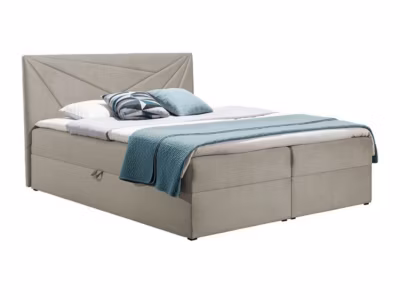 Lit continental Baltimore 144, Double, Brun clair, Tissu, Disponible