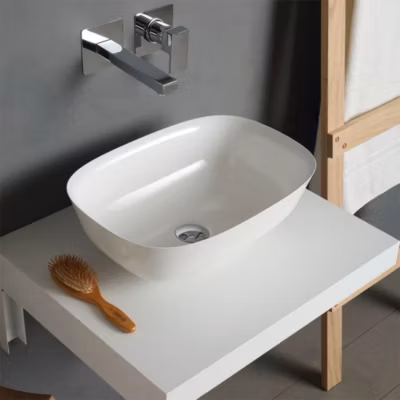 Lavabo D&rsquo;appoggio En Résine Blanc Mat