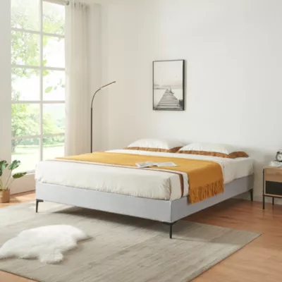 Lit double Lilla 180 x 200 cm gris clair en.casa