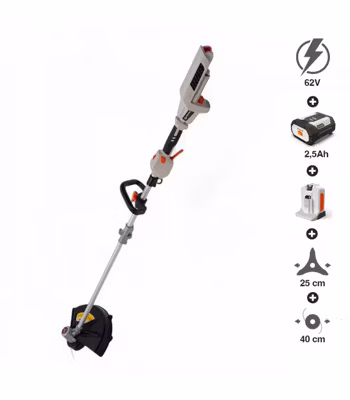 PACK coupe-bordures à batterie 62V DAEWOO puissante batterie et chargeur inclus DALST62BL-16D-2-5Ah