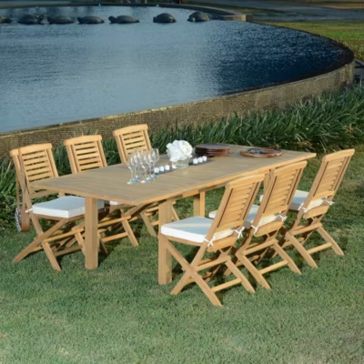 Salon de jardin teck massif Valdemoro, 6 places