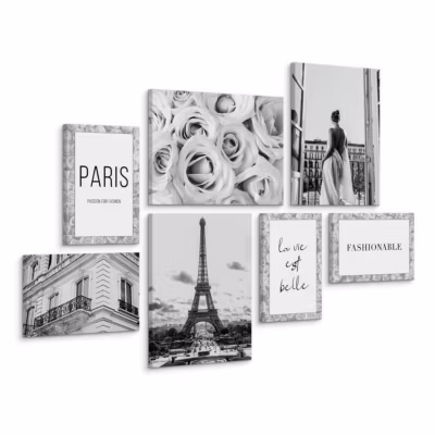 Set De Tableaux Paris Fleurs Citations 110cm x 80cm  – Parfait pour décorer votre salon, chambre ou bureau avec un design unique e