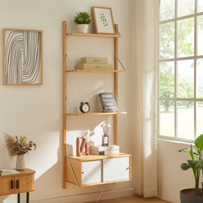 Étagère murale Tingvoll bambou 176 x 65 x 34 cm naturel en.casa