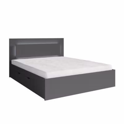 Lit avec sommier NOFI 140 x 200 cm avec 2 tiroirs de rangement – gris graphite