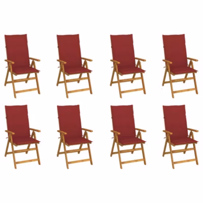 vidaXL Lot de 8 Chaises Pliables de Jardin avec Coussins, Sièges de Terrasse, Chaises de Salle à Manger, Meubles de Patio 3075063