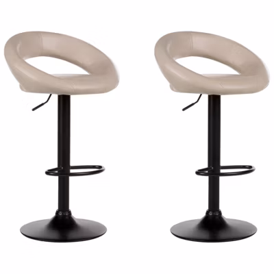 Lot de 2 chaises de bar PEORIA Cuir PU Beige clair
