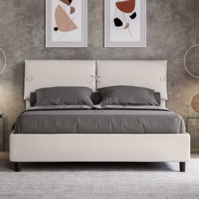 Lit Sleeper en simili cuir blanc avec sommier tapissé 160×190