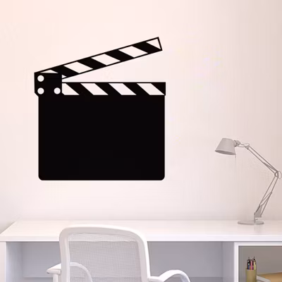 Sticker ardoise tableau noir – stickers muraux adhésif effaçable – CLAP DE CINÉMA – 100x90cm