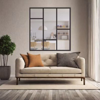 Verrière Loft 3 sections – L x H : 140 x 125 cm – Laqué noir 9005 granité – vitrages inclus