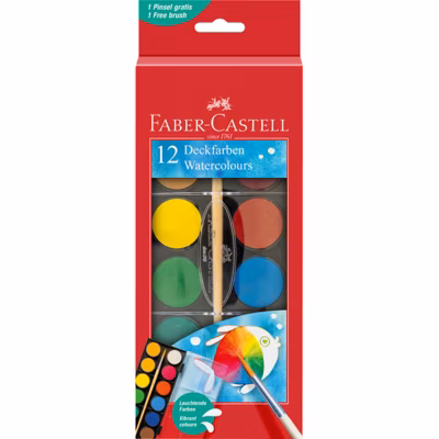 Boîte de 12 pastilles de peinture à l&rsquo;eau Faber-Castell