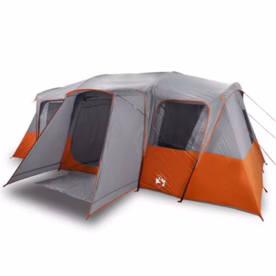 Tente familiale tunnel 16 personnes gris imperméable vidaXL