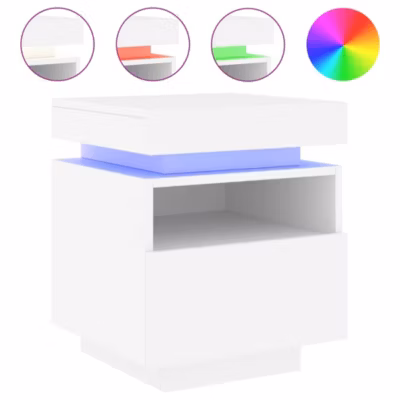 Armoire de chevet avec lumières LED blanc 40x39x48,5 cm vidaXL